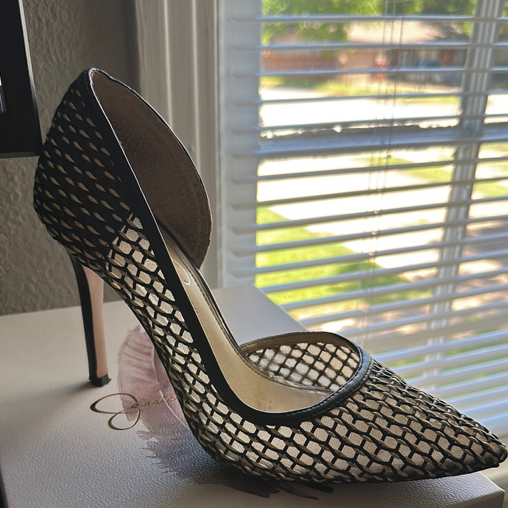 Elegant Black Mesh Stiletto Heels